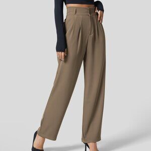 NEW HALARA XLP SEPIA TINT HIGH WAIST BUTTON ZIP PLICATED SIDE POCKETS WORK PANTS